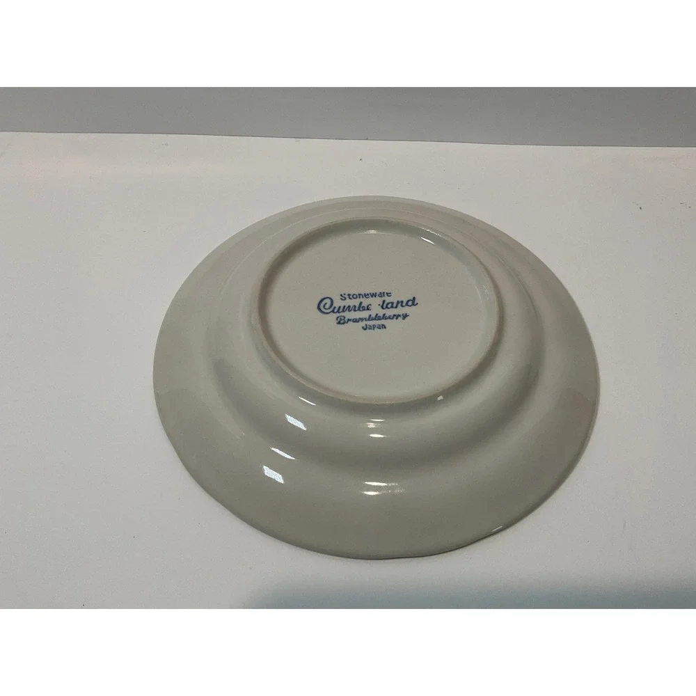 Cumberland Stoneware Brambleberry Saucers‎ Set of 5 Blue Rim Japan